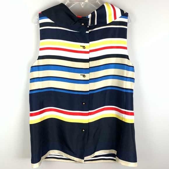 NWT Kate Spade Live Colorfully Silk Stripe Sleeveless Cowl Neck Top - Picture 3 of 8
